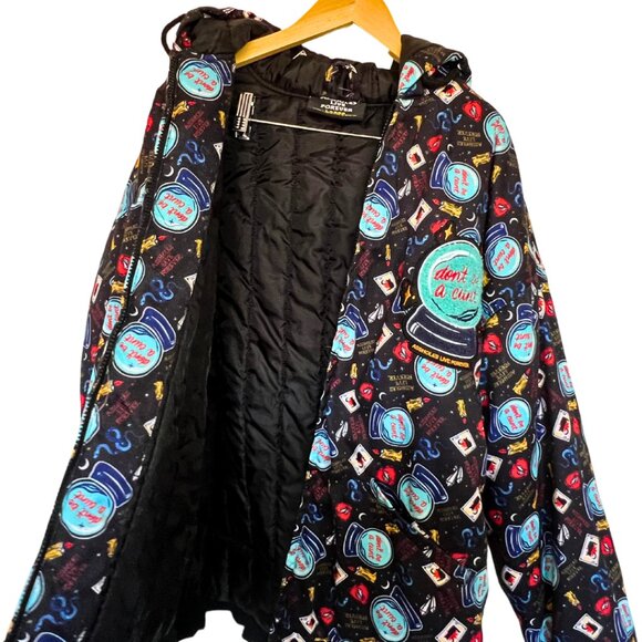 Assholes Live Forever Jacket Mens L Black Graphic Print Puffer Bomber - Picture 4 of 5